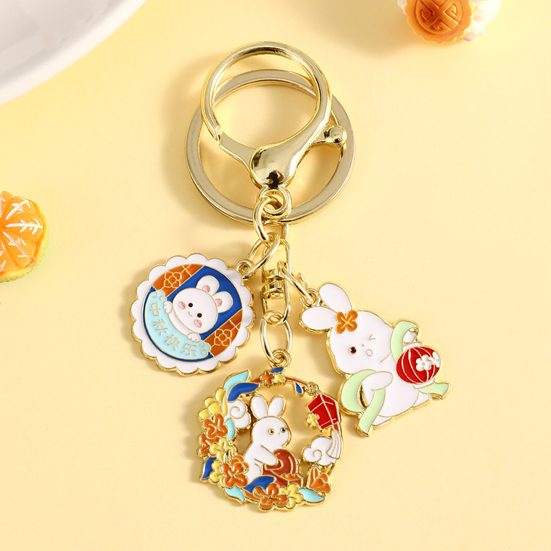 中秋の金属のつり札のキーホルダーは精巧でかわいい子供の学生のカバンを掛けてカップルの小さい贈り物の卸売りを飾ります。|undefined