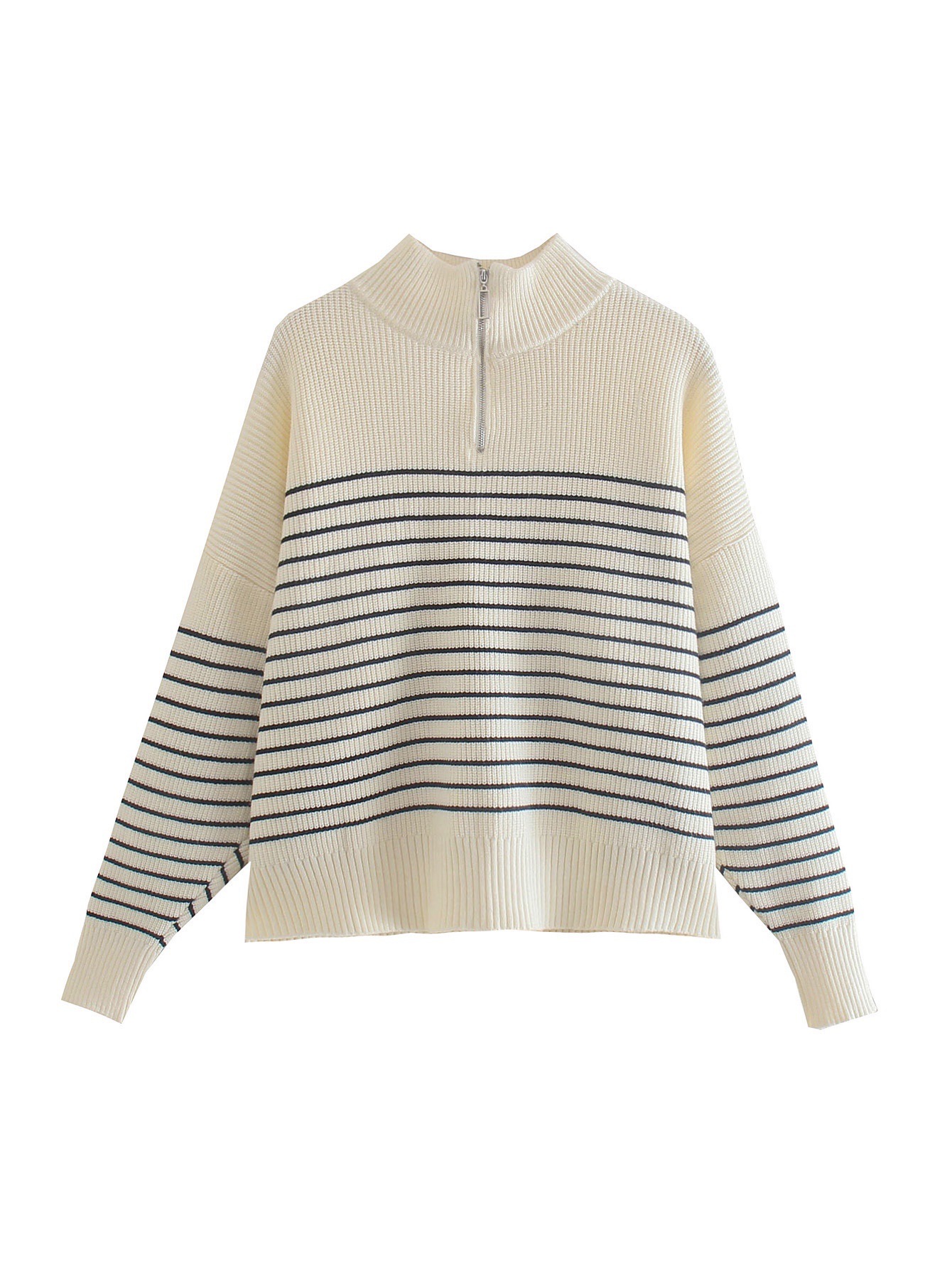 Turtleneck Striped Zipper Sweater NSLQS101819