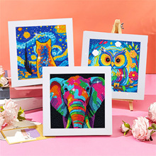 工厂 5d钻石画2025儿童卡通动物粘贴男女孩手工diy满钻带框工具包