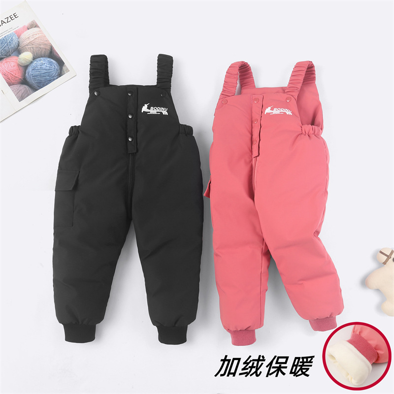 清仓反季宝宝加绒背带裤加厚连体裤秋冬婴幼儿保暖棉裤男女童裤子