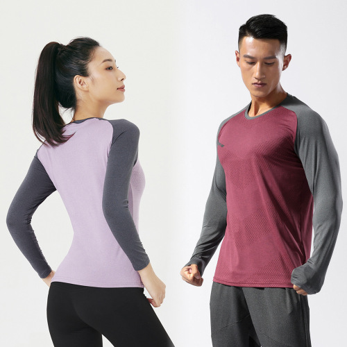 Autumn and winter basketball training clothing for men and women, round neck running fitness T-shirt, outdoor quick-drying clothing, long-sleeved men's style
