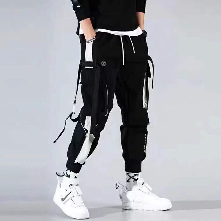 Overalls Men's Summer Thin National Trendy Multi-Pocket Pants Loose Hip-Hop Trendy Brand Loose Cropped Casual Pants for Men