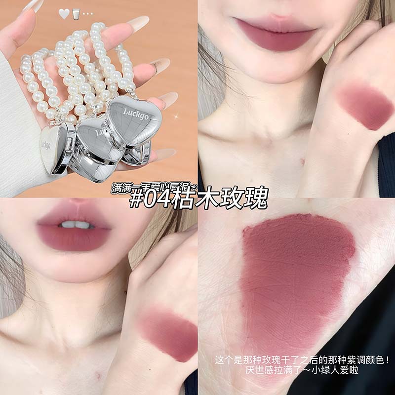 LUCKGO Crystal Love Lips Frost Soft Mist Matte Lip Density Color Transfronterizing Natural image 10