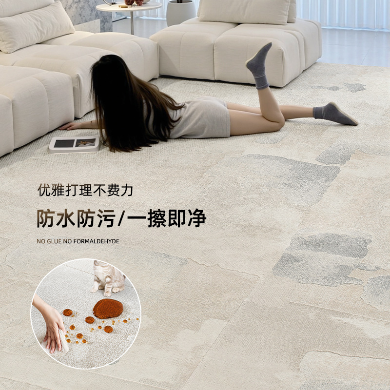モダン、シンプル、ライト、ラグジュアリー、ハイエンドカーペット、グレー、汚れにくい、お手入れが簡単、ミニマリスト、防水、滑り止め、洗濯不要のフロアマット、カスタマイズ|undefined