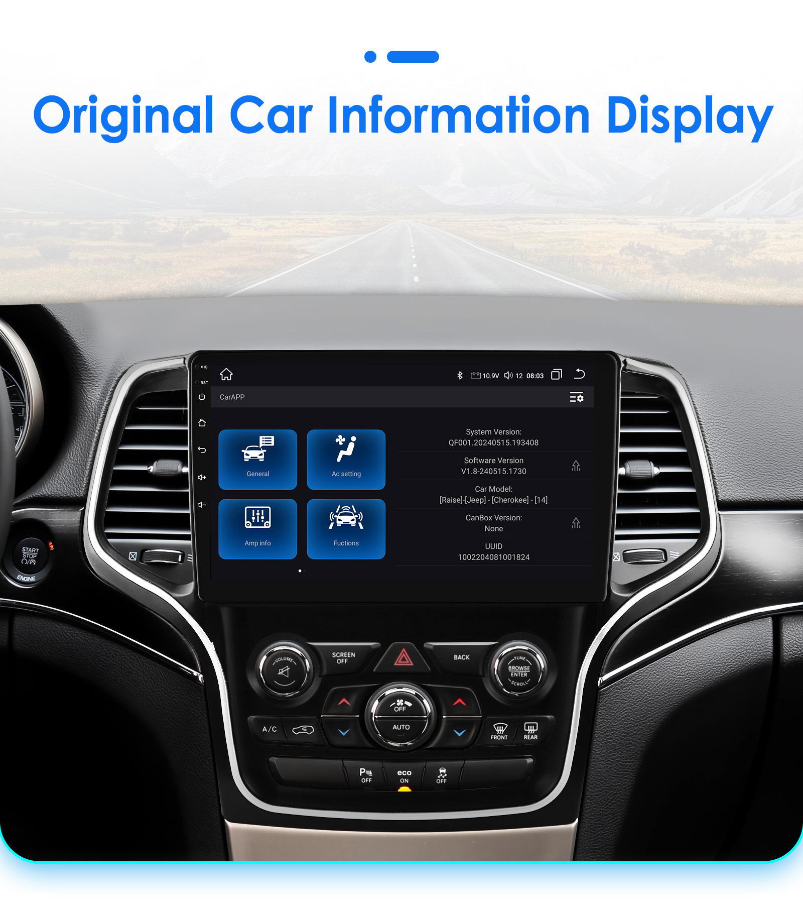 10inch Suitable for 14-22 Jeep Grand Cherokee Android Smart Large-Screen Car Central Control and Navigation All-In-One Machine