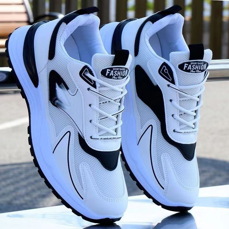 Nuevos zapatos de hombre, todo fósforo, red juvenil, transpirable, suela suave, zapatos deportivos de moda, cuero, impermeable, color a juego, zapatos casuales de papá