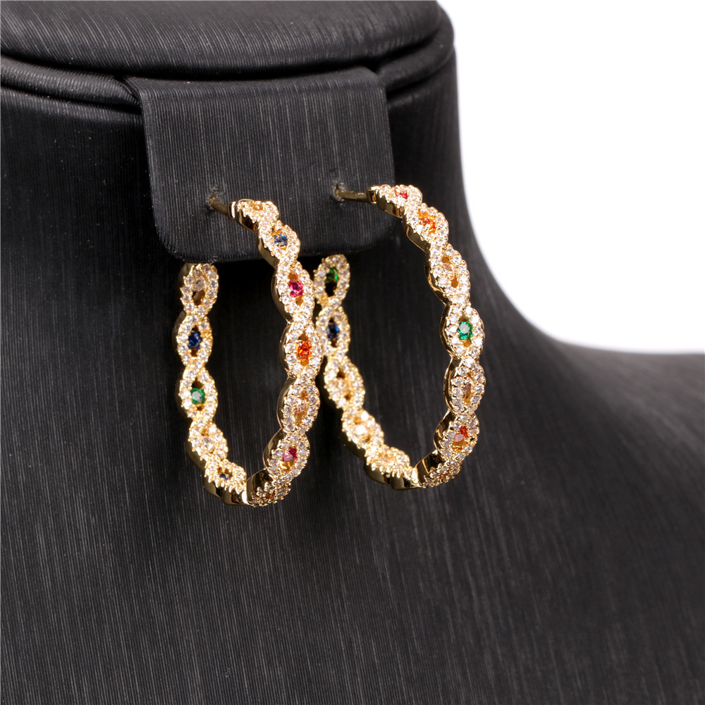 Boucles D&#39;oreilles En Forme De C En Zircon Cuivre display picture 7