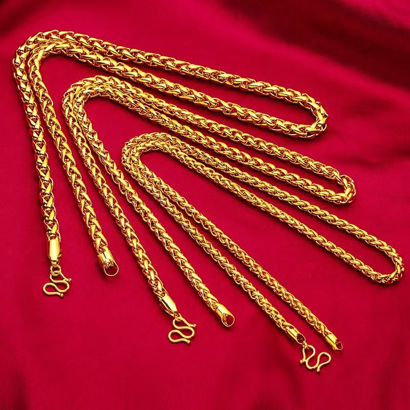 French Vintage Gold-plated Hollowed-out Men's Chain Hexagonal Olive Necklace, Fashionable And Trendy, High-end Gold Jewelry_voghion.com