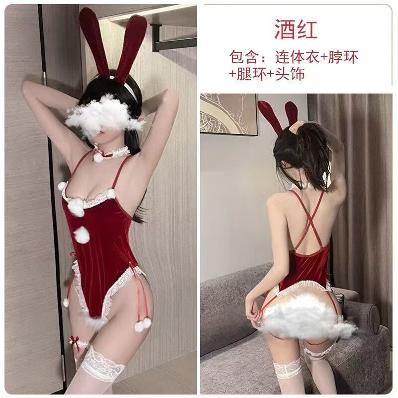 Cross-border Sexy Christmas Sexy Underwear Temptation Robe Uniform suit Pajamas Sex Passion Winter Bunny Hair