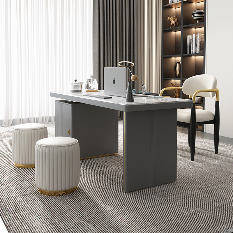 輕奢巖板茶臺現代辦公桌泡茶桌巖板書桌陽臺茶桌泡茶辦公兩用一體