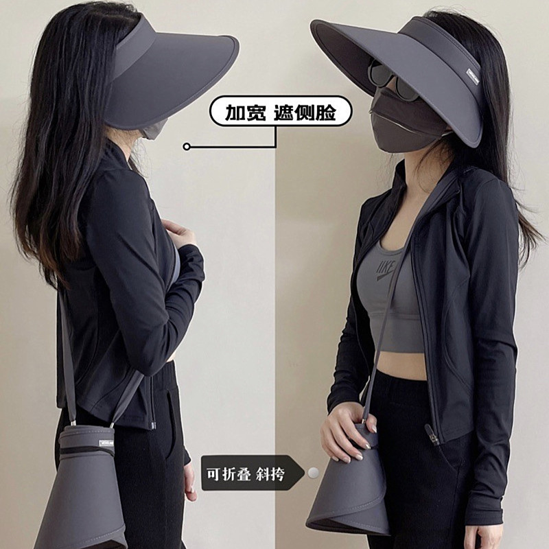 Women's Summer UV Sun Hat with Empty Top, Large Brim, Foldable Sunshade Hat, 2024 New Sun Hat