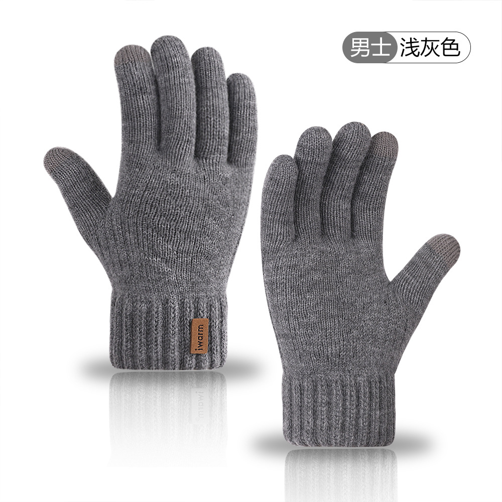 Iwarm cálidos guantes de pantalla táctil térmica de doble capa para hombres y mujeres de invierno con forro polar engrosado a prueba de frío al aire libre guantes de punto