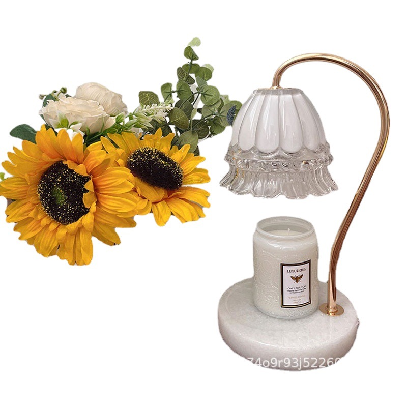 Yougu Jinglan lámpara de aromaterapia de mármol vela de fusión lámpara de vela ins Corea del Sur dormitorio romántico oscurecimiento lámpara de mesa lámpara de cera de fusión