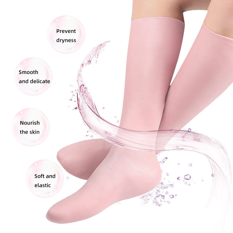 Sebs Long Socks Full Foot Skin Rejuvenation Foot Socks Soft Care Elastic Plaid Foot Socks Skin Color One Size