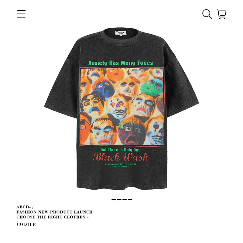 Camiseta de manga corta apilada en la calle alta de la marca de moda pesada de 250g para hombres de algodón puro con camisa de fondo suelta para hombres de verano