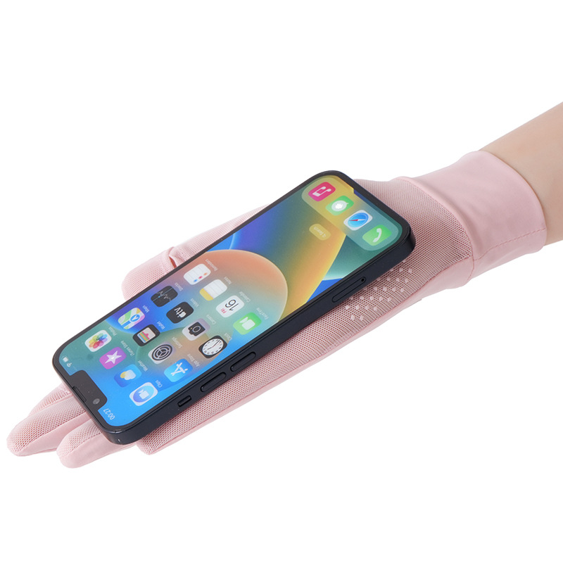 Guantes de protección solar de verano para mujer, ciclismo al aire libre, protección UV, malla fina de seda de hielo, dedos filtrados, guantes de protección solar al por mayor