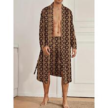 C 90523 Men's Printed Robe Set ӡ��˯����װ ŷ���羳����ѷ��