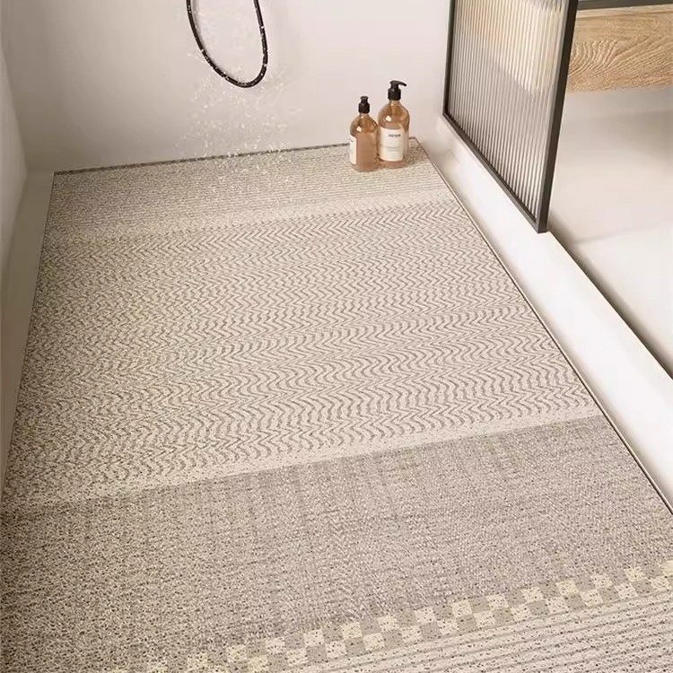 リネンスタイルのバスルームシャワールーム排水マット、耐摩耗性とお手入れが簡単、中空ワイヤーリングバスルームフロアマット、バスノンスリップマット|undefined