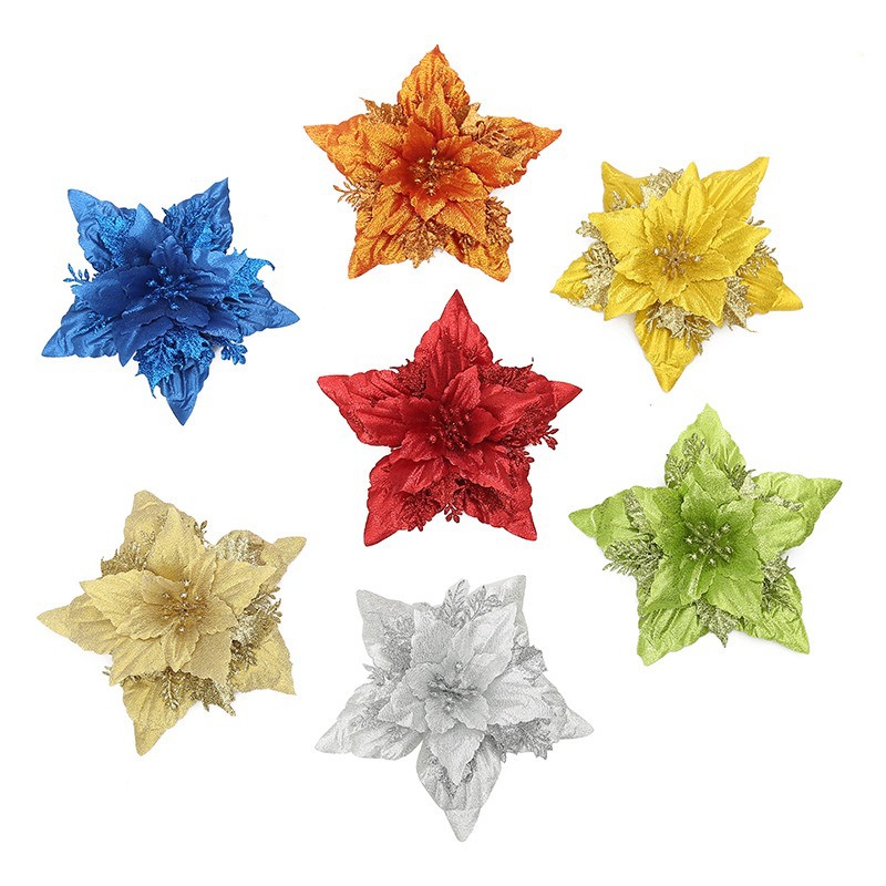 Gran ángulo agudo de Navidad más flores alrededor del árbol de Navidad coincidencias al por mayor 18cm de plástico tridimensional decoración de Navidad flores simuladas