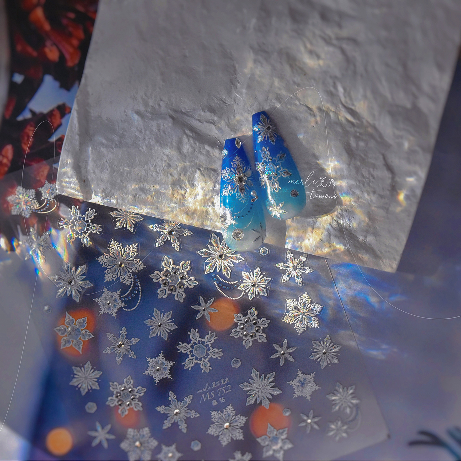 Manicure nuevo diamante de cristal manicure pegatinas ins nunca pierde la cooperación japonesa pegatinas de uñas metal pegatinas de nieve al por mayor