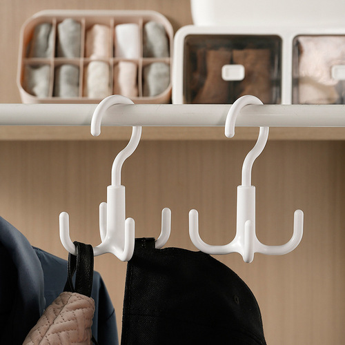 Rotatable four-claw hook multi-functional creative wardrobe bag tie belt storage rack storage rack clothes hook