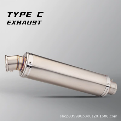 Motorcycle exhaust pipe Z900 R3 Cbr650 S1000Rr - stb-silver-body-curled-elbow-with-white-ends