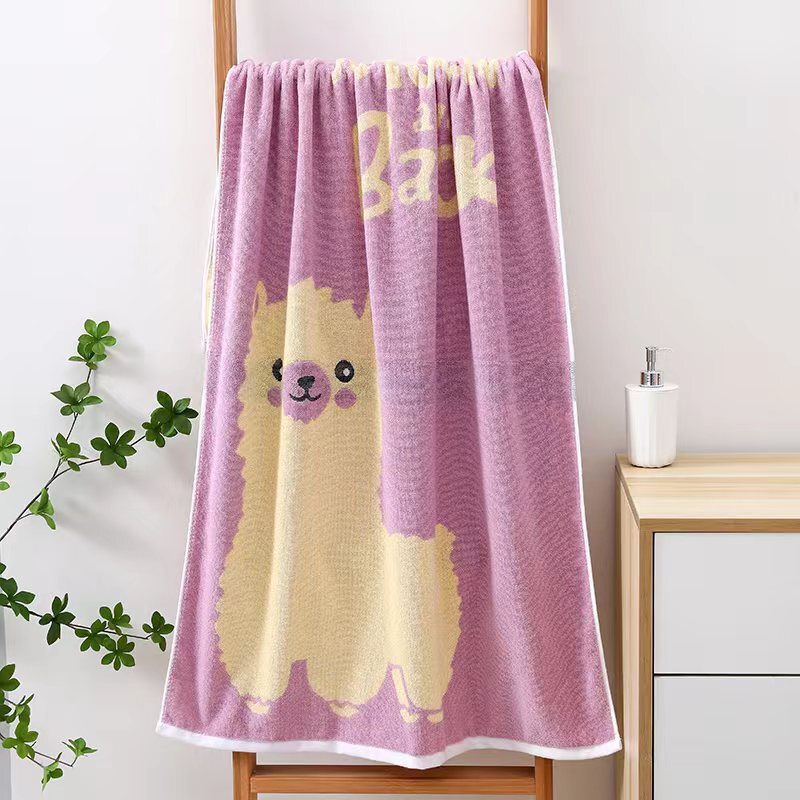 Pure Cotton Bath Towel Cartoon Letter 32-Strand Towel Set for Children and Adults, Home Use, Thickened, Company Gifts, Wholesale