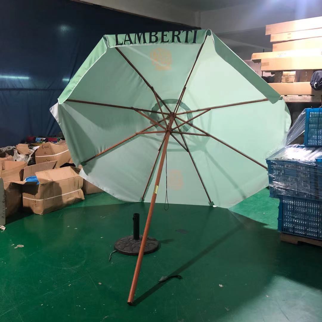 户外木头伞实木中柱伞硬木连接直杆别墅庭院花园咖啡厅休闲伞