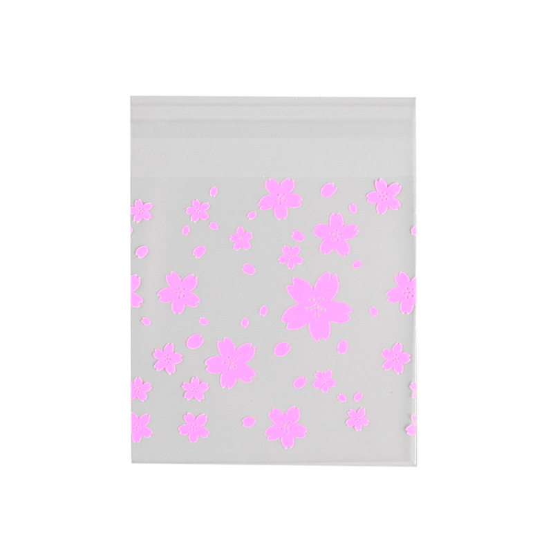 Rosa flor de cerezo esmerilado autoadhesivo bolsa copo de nieve crujiente turrón Galleta de arándano embalaje auto-Sellado bolsa de regalo