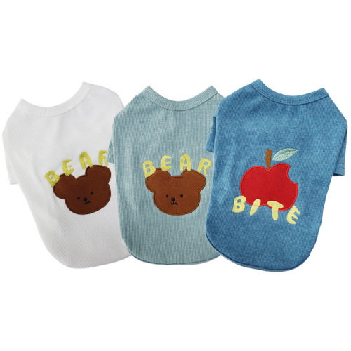 Pet Clothes Dog Clothing Apple Bear T-Shirt Small and Medium Dog Clothing Spring and Summer New Teddy Puppy Supplies Wholesale