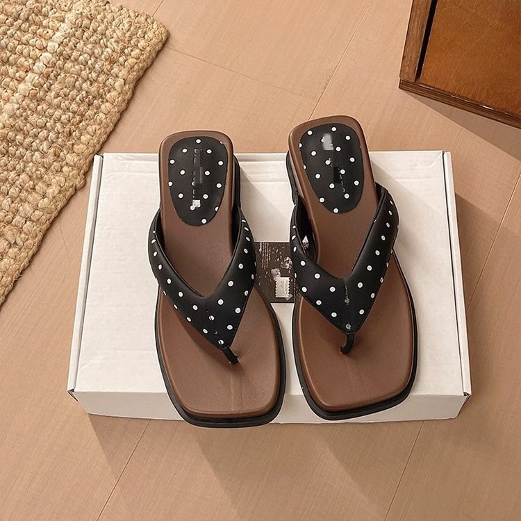 Retro viento pequeño ondulado punto de flip flops mujeres 06 muffin de verano fondo grueso para usar zapatillas casuales image 2