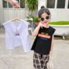 Girls t-shirts 2021 Summer fund Little Girl Backless Korean Edition Western style baby letter Printed Cotton Easy tank top