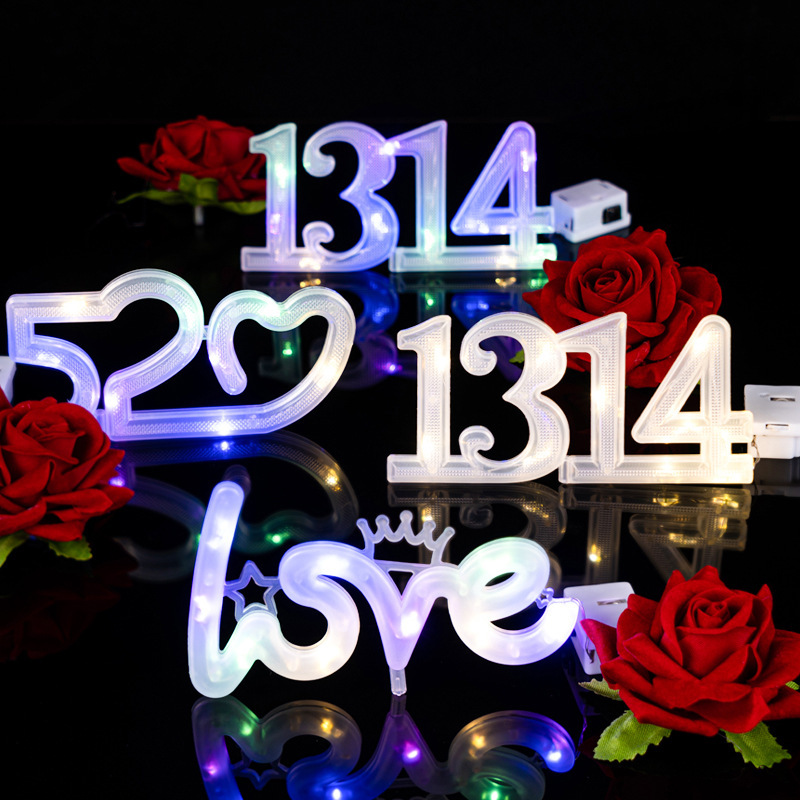 Pequeña caja blanca cadena de luz de cobre lámpara de pastel de cumpleaños día de San Valentín LOVE letra lámpara 520 ramo caja de regalo lámpara decorativa