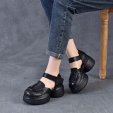 以一 Летние кожаные ретро босоножки с ремешком, воловья кожа