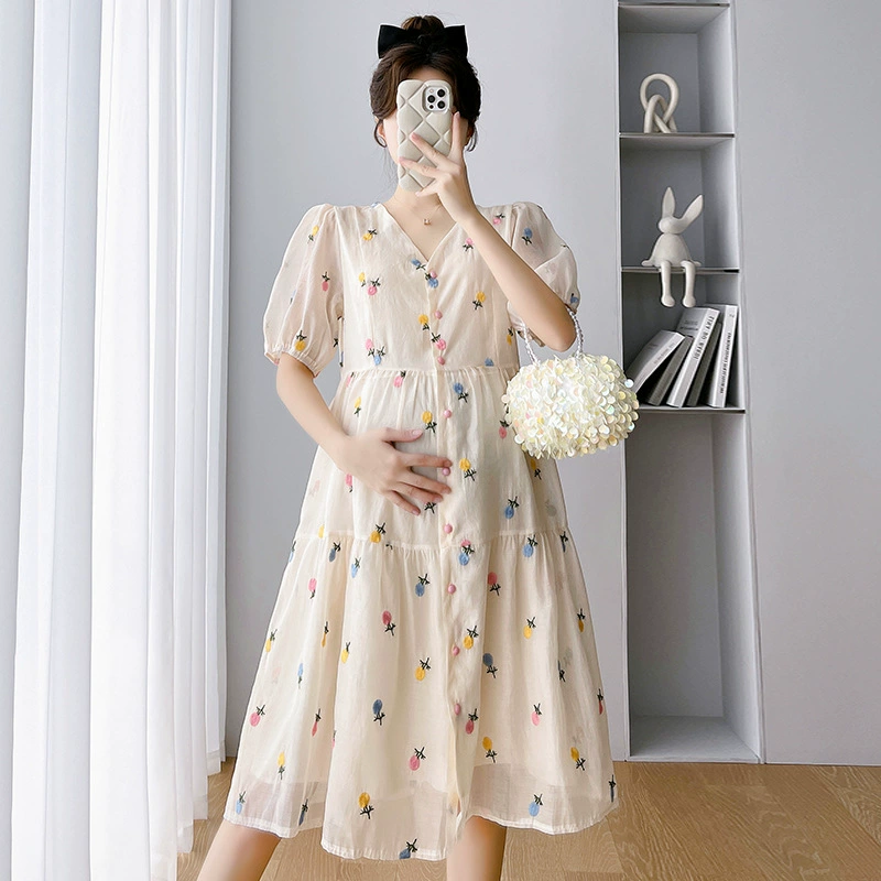 Платье для беременности, шифоновая юбка, Oversize, облегающее, с коротким рукавом, для подростков