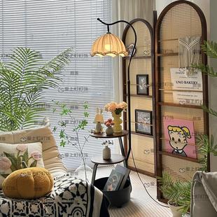 Medieval Floor Lamp Storage Rack Integrated American Retro Living Room Sofa Side Table Atmosphere Lamp Bedroom Bedside Counter Lamp
