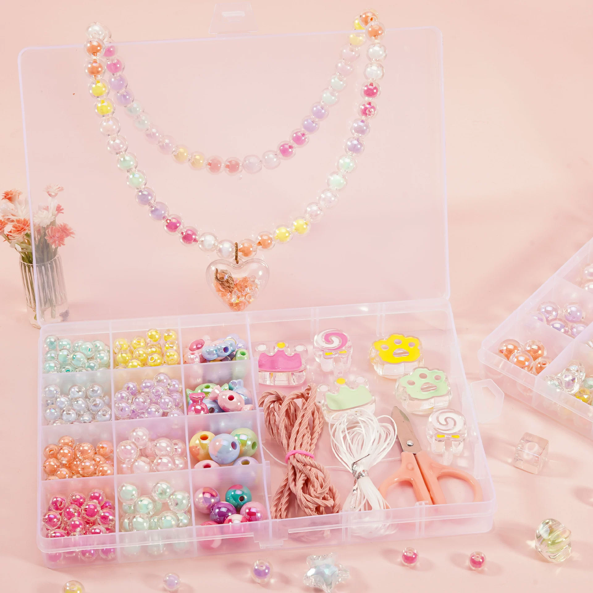 Children's acrylic beaded bracelet handmade, set, necklace, beads, DIY, wholesale