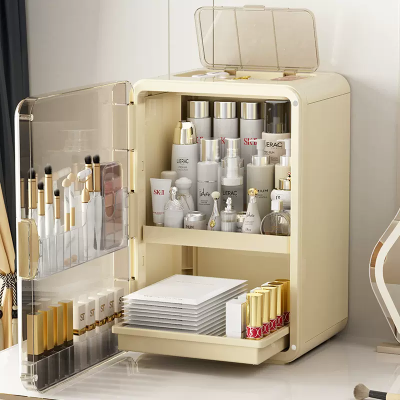轻奢化妆品收纳盒大容量防尘护肤品口红桌面置物架柜梳妆台化妆刷