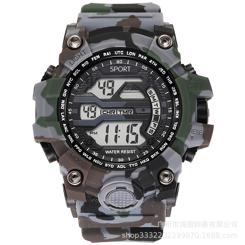 2022 nuevo cross-border amazon gran dial impermeable deportes multi-funcional popular luminoso reloj electrónico de los hombres