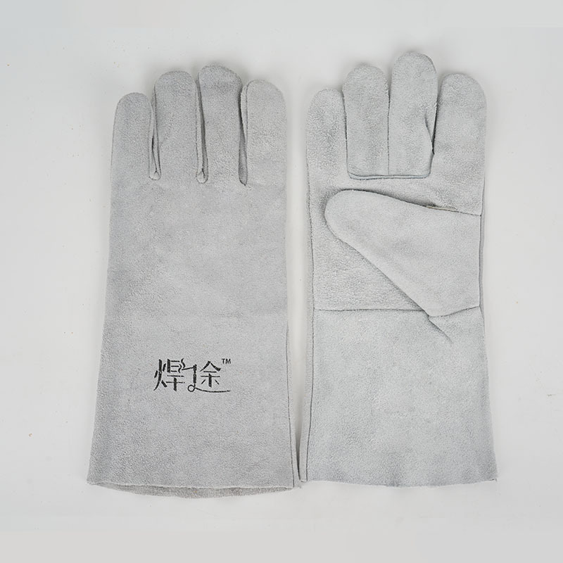 Guante de piel de vaca soldadura resistente a altas temperaturas y resistente al desgaste, protección contra quemaduras, aislamiento térmico, guante especial para soldadores de piel completa.