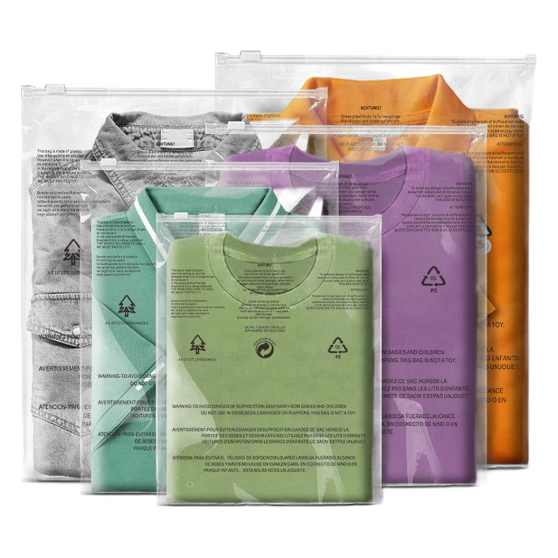 España reciclado ropa estándar advertencia bolsa con cremallera temu comercio electrónico transfronterizo transparente pe bragas bolsa de embalaje de ropa