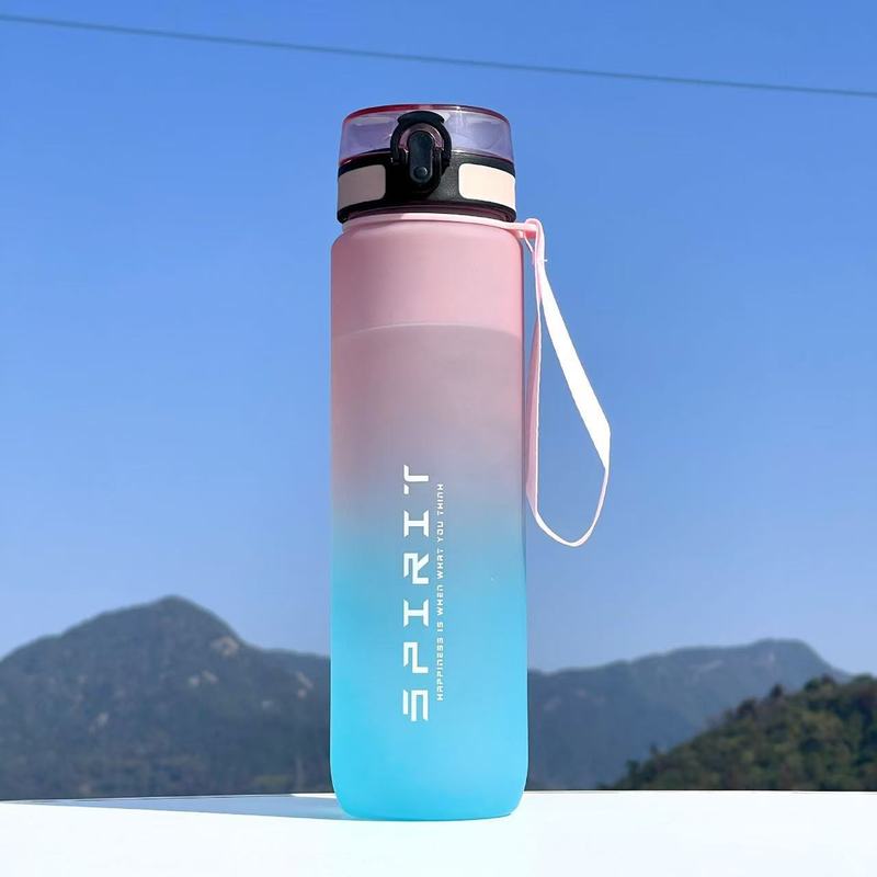 高颜值渐变运动杯1L防漏太空杯大容量带刻度户外健身户外运动水杯|undefined