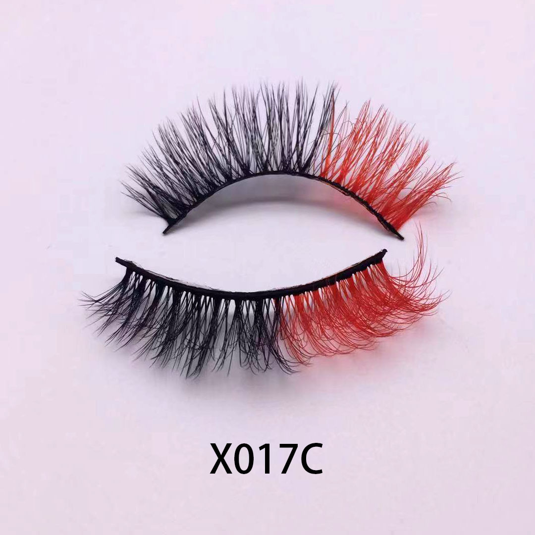 Cross-Border Popular Color False Eyelashes European and American Festival Multi-Layer Soft Curling Short Chemical Fiber Color Eyelashes