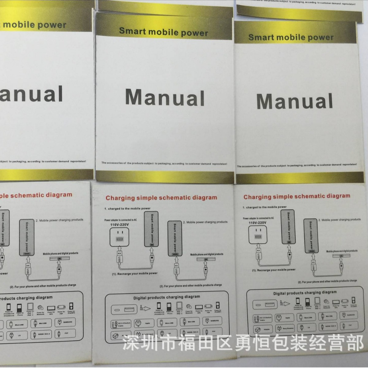 移动电源英文说明书 中性没容量 手机充电宝说明书 彩页说