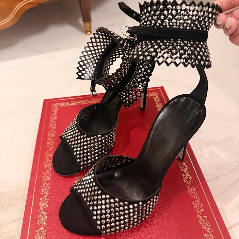 New Style Sexy and Elegant High-Heeled Sandals for Women, Stiletto Heels, Party Shoes, Same Style as Rc, Crystal Diamond High Heels, Black New Style Sexy and Elegant High-Heeled Sandals for Women, Stiletto Heels, Party Shoes, Same Style as Rc, Crystal Diamond High Heels, Black