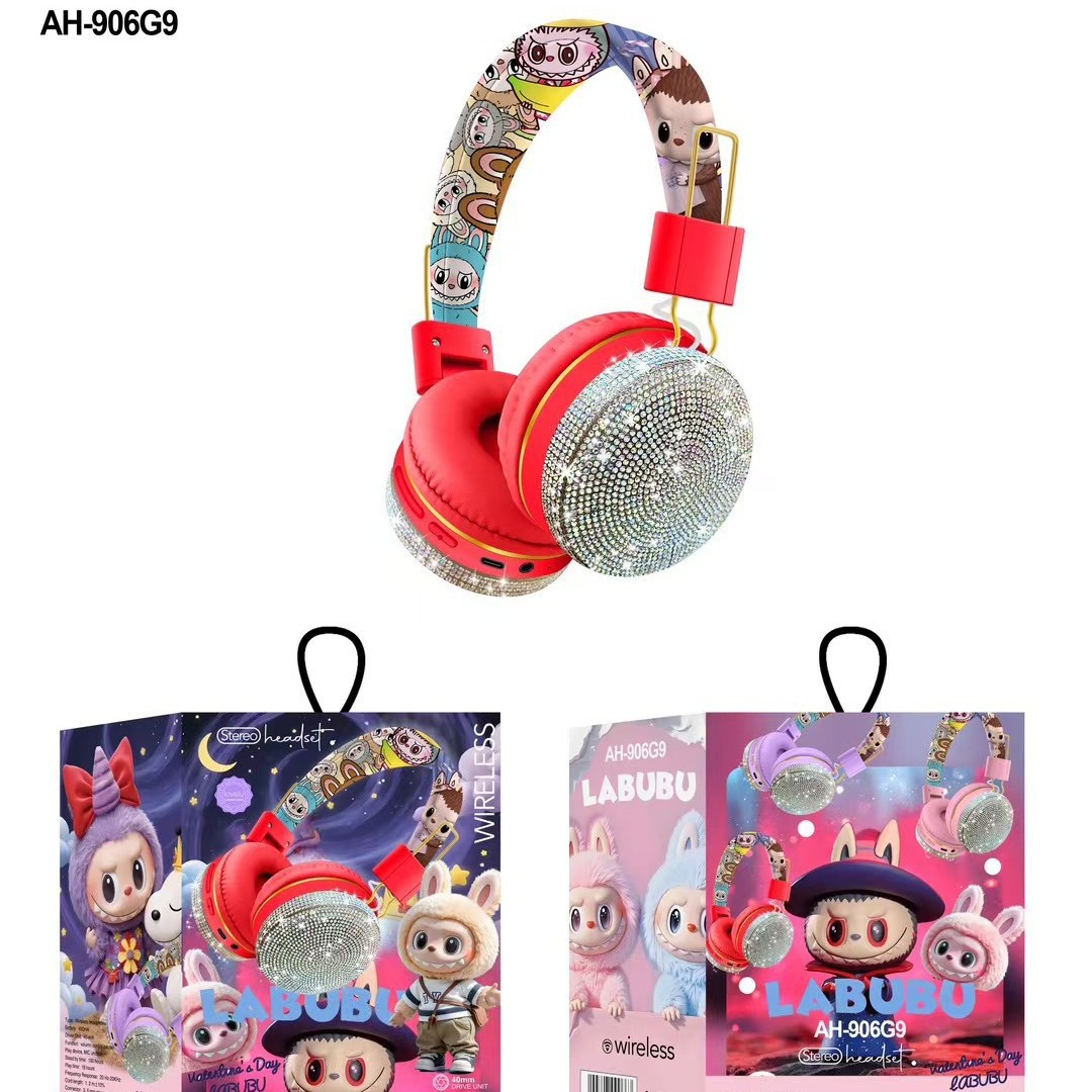 auriculares bluetooth con dibujos animados perforados auriculares de larga duración en espera plegables estéreo bajo pesado AH - 906G9 image 3
