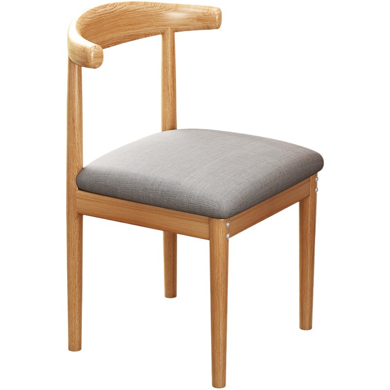 Silla de comedor respaldo taburete Hogar Moderno minimalista Silla de escritorio Silla de estudio nórdico imitación madera maciza hierro cuerno silla