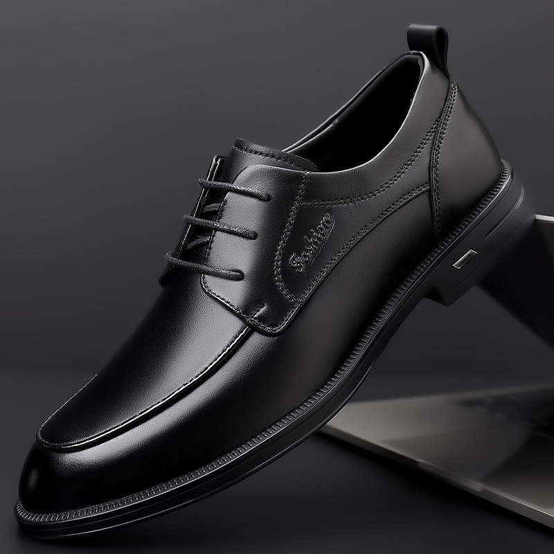 Zapatos de cuero de los hombres de la primera capa del zurriago de la primavera zapatos de los hombres ocasionales puntiagudos coreanos del negocio zapatos de los hombres del desgaste formal británico del cuero genuino image 8