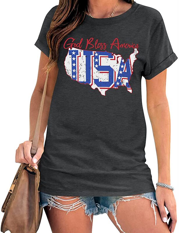 in stock Amazon Wal-Mart foreign trade new god bless letter pattern casual fashion round neck short sleeve T-shirt