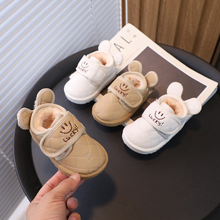 2023 Winter new children's snow boots fleece-lined thickened boys and girls soft bottom non-slip low-top baby cotton shoes toddler